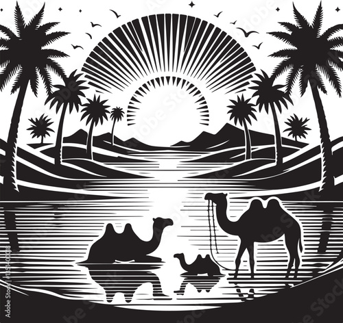 Desert Camel Caravan SVG Vector Bundle