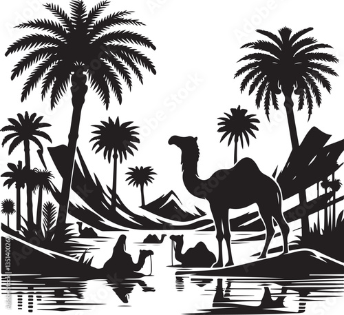 Desert Camel Caravan SVG Vector Bundle