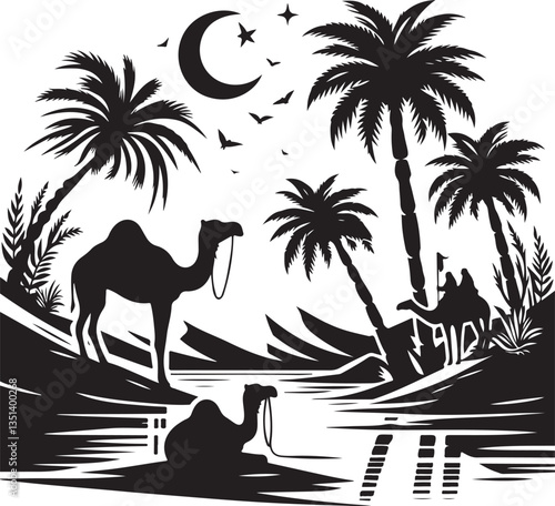 Desert Camel Caravan SVG Vector Bundle