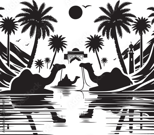 Desert Camel Caravan SVG Vector Bundle