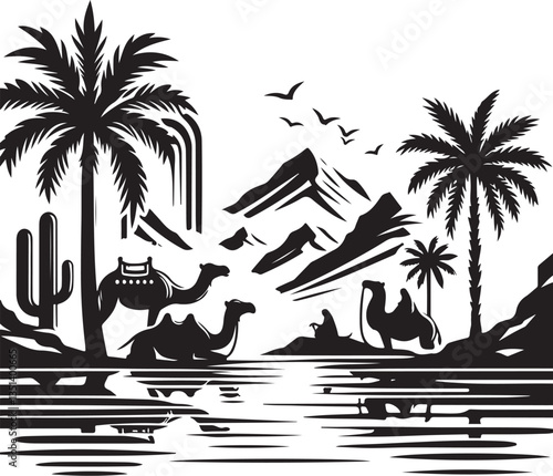 Desert Camel Caravan SVG Vector Bundle