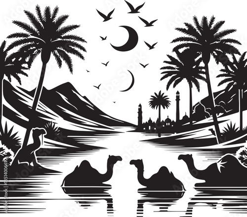 Desert Camel Caravan SVG Vector Bundle