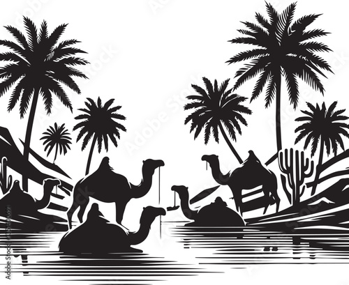 Desert Camel Caravan SVG Vector Bundle