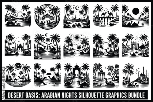 Desert Camel Caravan SVG Vector Bundle