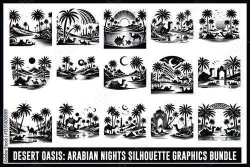 Desert Camel Caravan SVG Vector Bundle