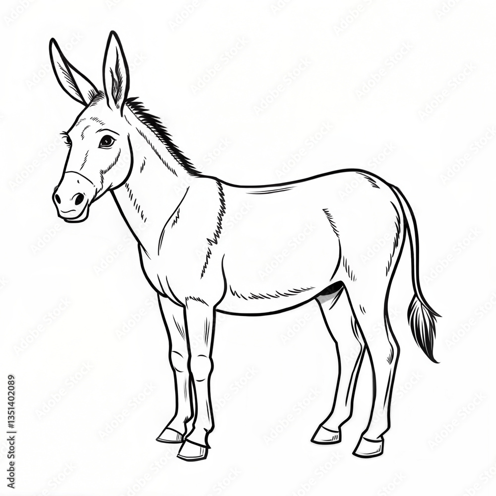 Obraz premium Strong Farm Mule Standing on a White Background Illustration for Rural Life and Agriculture