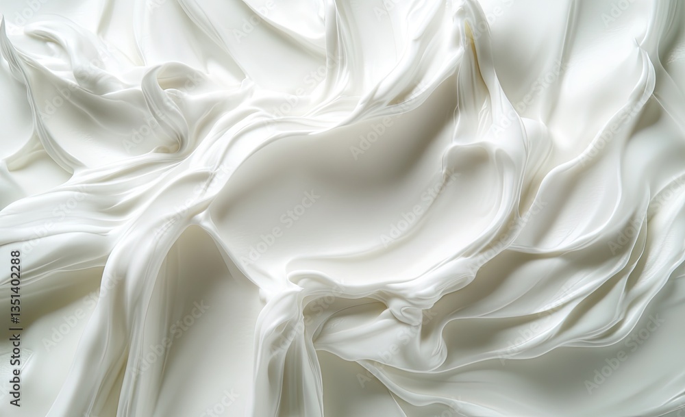 Fototapeta premium Whipped cream swirls, close-up texture, studio shot, background is plain