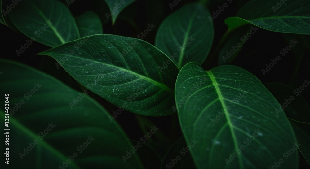 Close-up view of vibrant green leaves in a natural background Close-up view of vibrant green leaves in a natural background