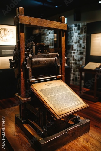 Obraz na płótnie Old printing press on exhibit at a museum w salonie