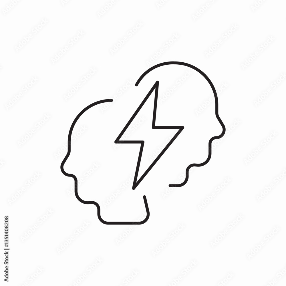 Brain storm electric idea icon vector sign