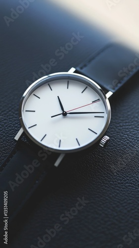 Wallpaper Mural A close-up shot of a wrist watch sitting on a leather surface, great for use in lifestyle, fashion or product photography Torontodigital.ca