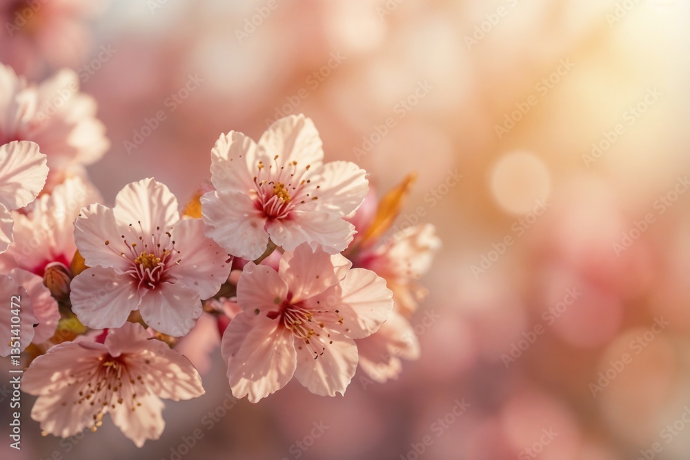 Cherry blossom, Sakura flowers on abstract blurred pink natural background with copy space for text or ads Cherry blossom, Sakura flowers on abstract blurred pink natural background with copy space for text or ads