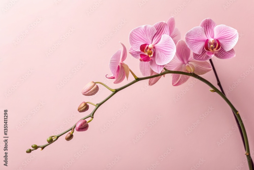 Fototapeta premium Elegant Pink Orchids Blooming Against a Soft Background Generative AI