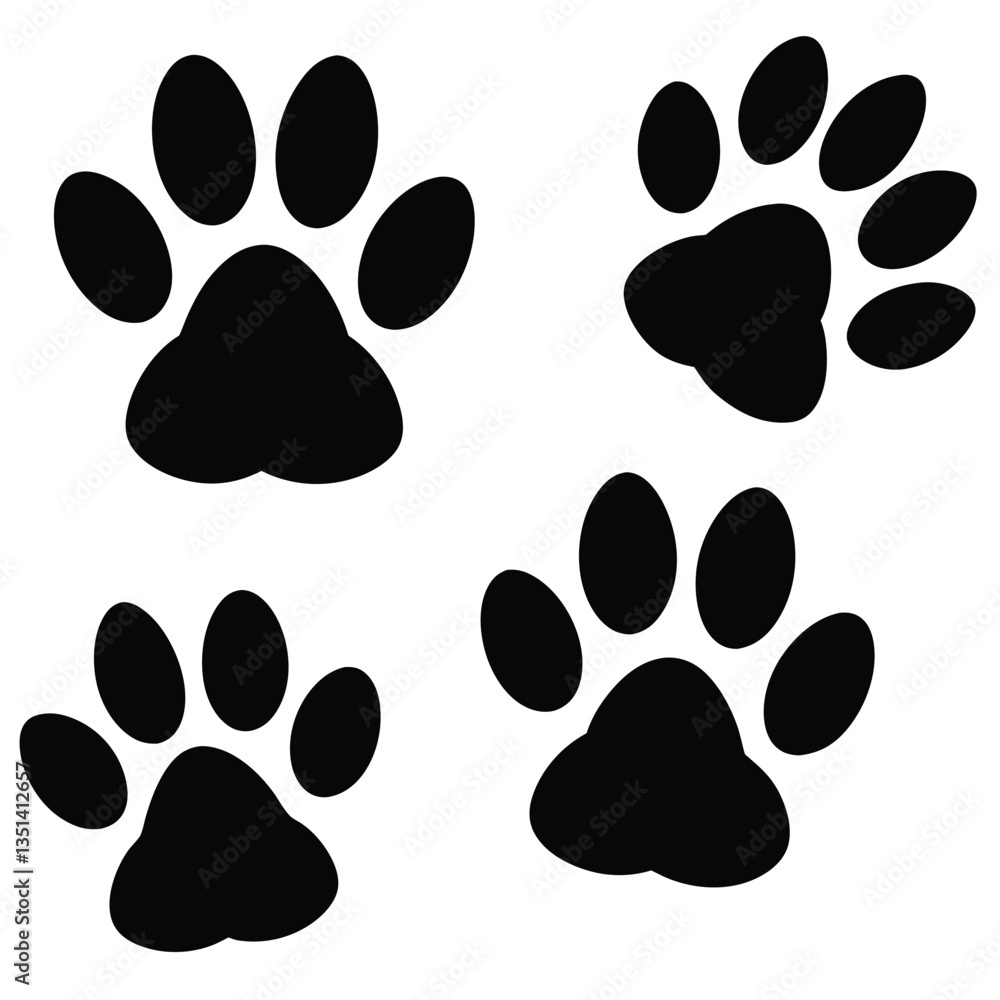 Fototapeta premium Different animal paw print vector illustrations