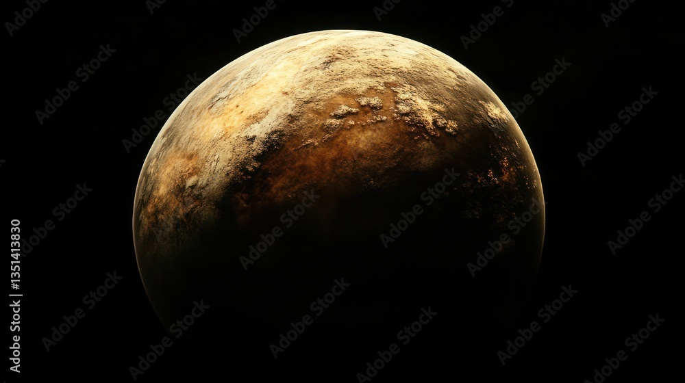 Fototapeta premium A Golden Celestial Body in the Vastness of Space