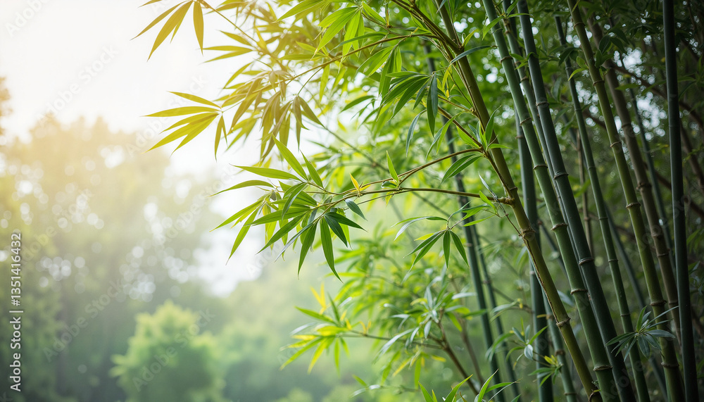 Serene bamboo grove illuminated by soft light, tranquil nature Serene bamboo grove illuminated by soft light, tranquil nature