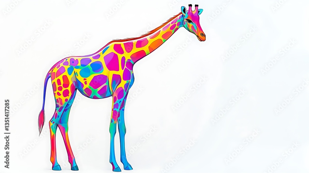 Obraz premium Abstract animal art featuring vibrant giraffe high resolution picture