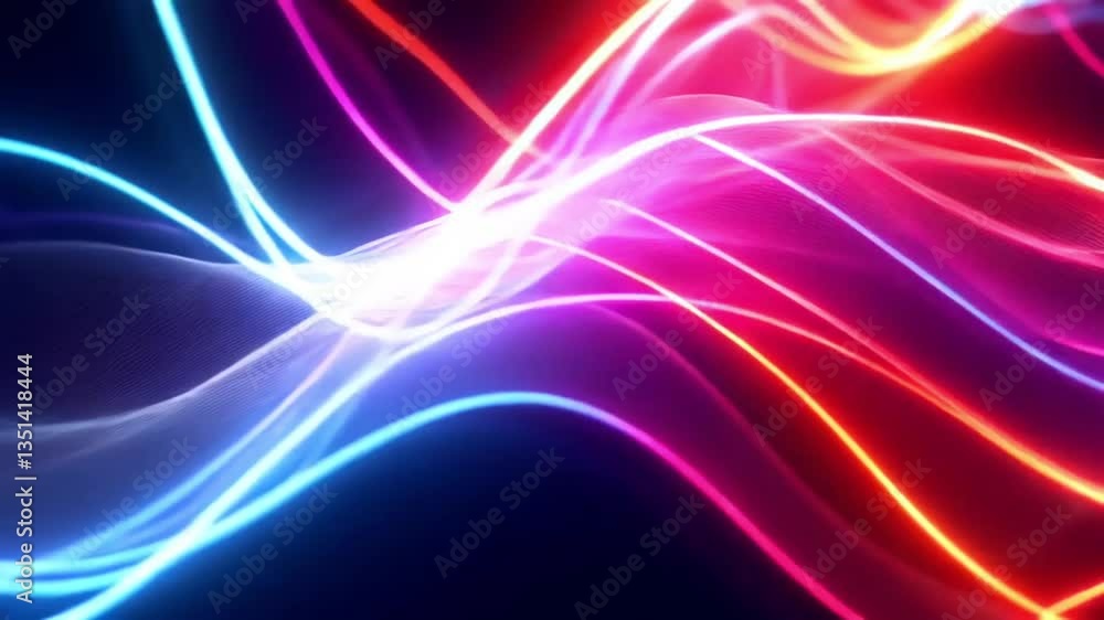 Fast-moving glowing light streaks weave and overlap forming intricate pulsating neon pathways Starlings high-resolution abstract animation video footage for edit Fast-moving glowing light streaks weave and overlap forming intricate pulsating neon pathways Starlings high-resolution abstract animation video footage for edit