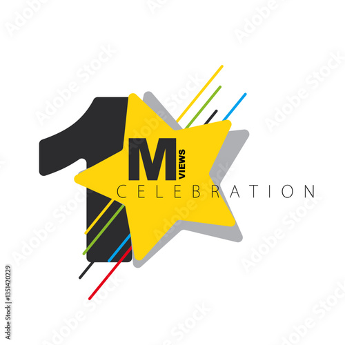 Download this Views Celebration Thumbnail Golden Banner Set 1M, 1 Million Views, 1M Views, 1M Views eps vector file43