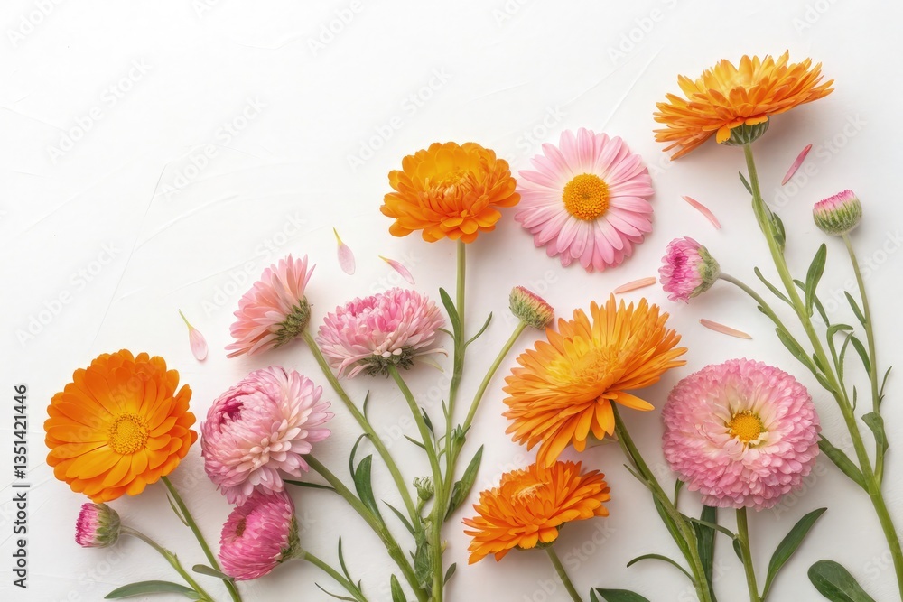 Obraz premium Colorful Flower Arrangement With Diverse Blooms in Spring Generative AI