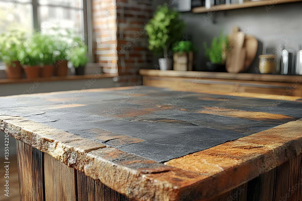 Rustic Wooden Kitchen Counter With Dark Top Rustic Wooden Kitchen Counter With Dark Top