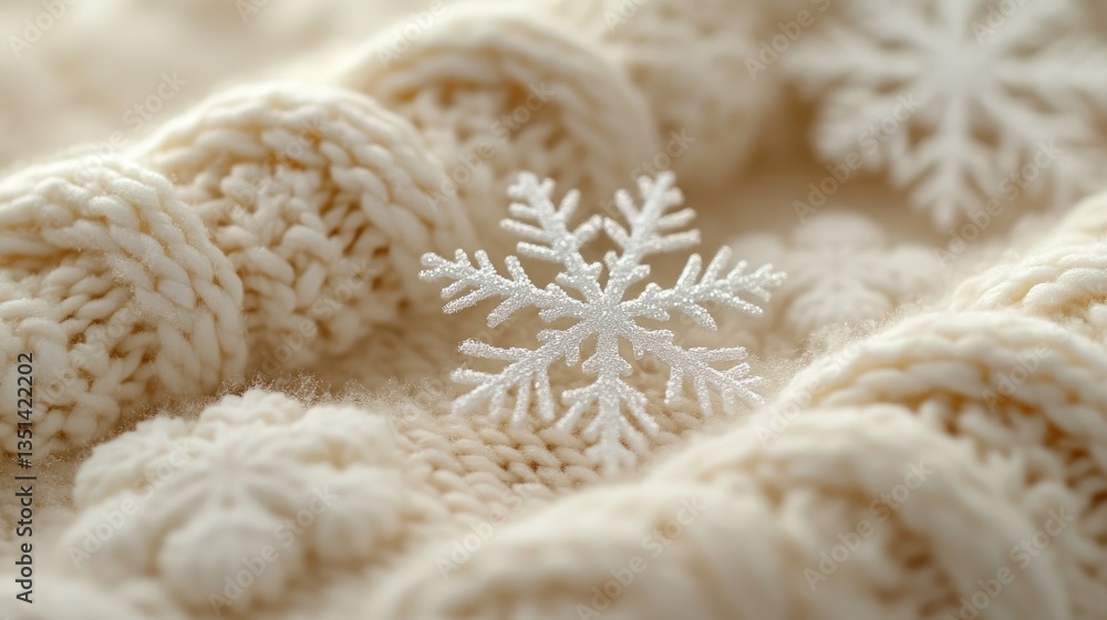 Cozy knitted sweater, snowflake ornament, close-up. Possible use stock photo for winter fashion Cozy knitted sweater, snowflake ornament, close-up. Possible use stock photo for winter fashion
