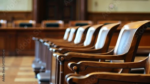 Close-up of an empty jury box symbolizing fair judgment