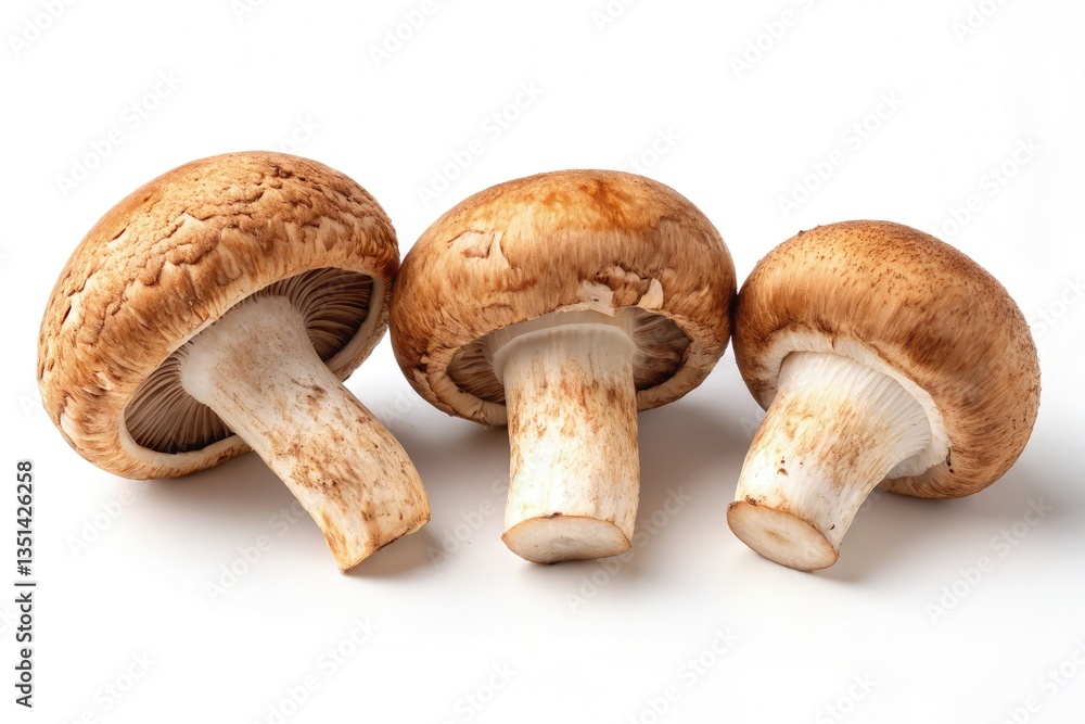 Mushrooms Arranged Neatly on a White Background Generative AI Mushrooms Arranged Neatly on a White Background Generative AI