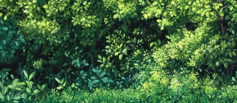 Lush green shrubbery and dense foliage creating a natural outdoor scene. The vibrant greenery gives the mural a refreshing, peaceful vibe, ideal for bringing nature indoors. Lush green shrubbery and dense foliage creating a natural outdoor scene. The vibrant greenery gives the mural a refreshing, peaceful vibe, ideal for bringing nature indoors.