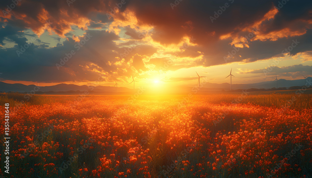 Sunset over a vibrant red field Sunset over a vibrant red field