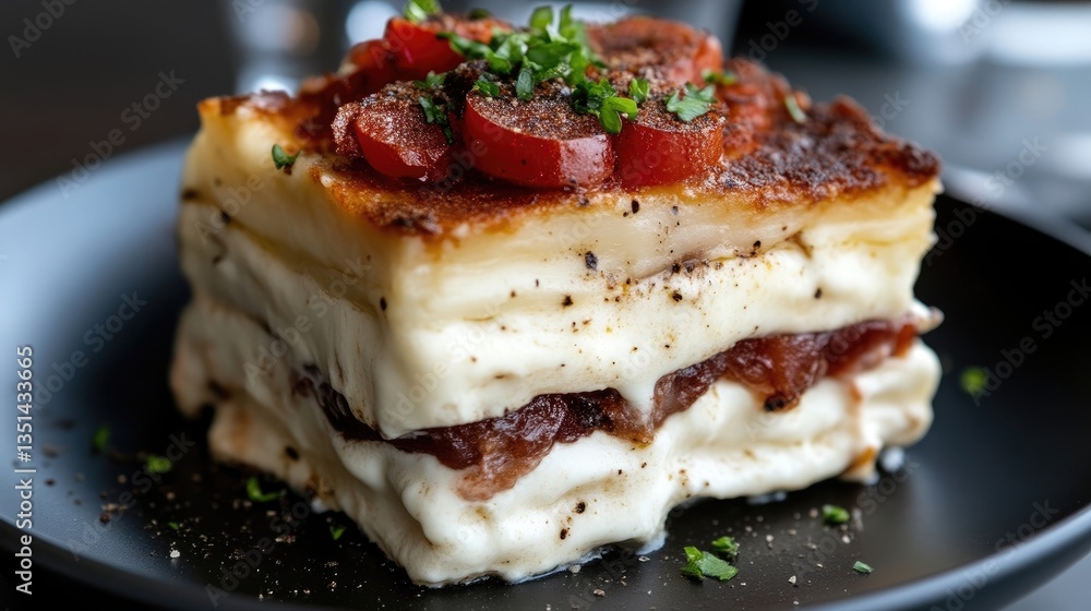 Creamy layered casserole with savory filling Creamy layered casserole with savory filling