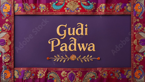 Gudi Padwa greetings symbolize prosperity, new beginnings, and cultural heritage with vibrant Gudis, festive decorations, and artistic typography, capturing the essence of Maharashtrian traditions