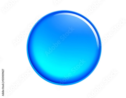 Glossy Blue Circle Icon on Transparent Background