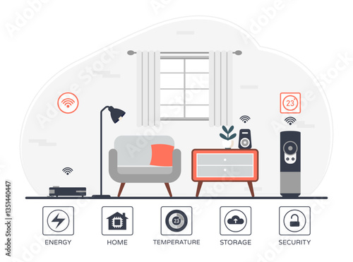 Smart Home Room with Wireless Automation System.