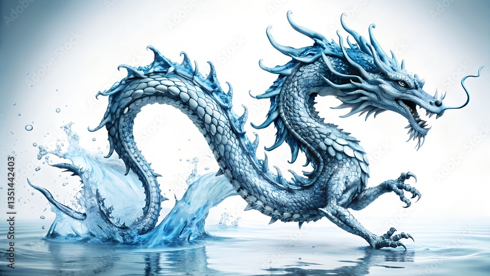 Obraz premium blue dragon on black background