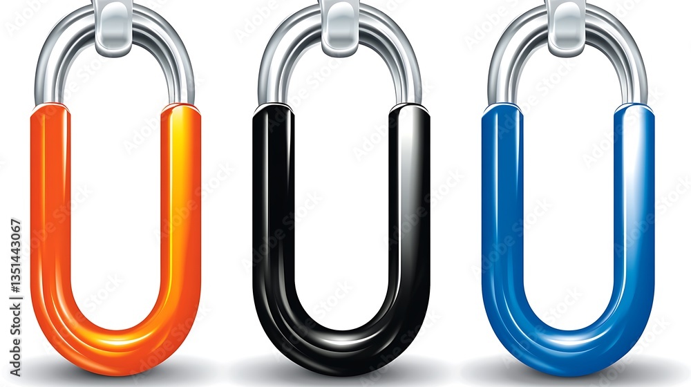 Fototapeta premium Colorful Metal Quick Links Set.