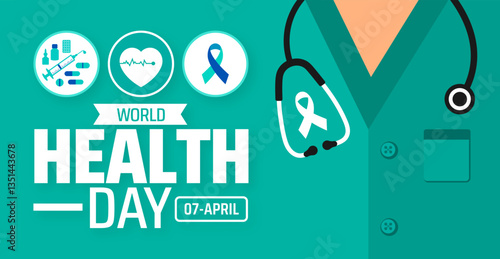World Health Day background banner or poster design template. observed every year in  April. Holiday concept. Use to any Template, card, poster, placard, template.