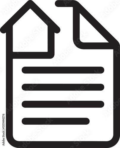 real estate document icon, rental agreement icon, home ownership paperwork, mortgage agreement silhouette, property form icon