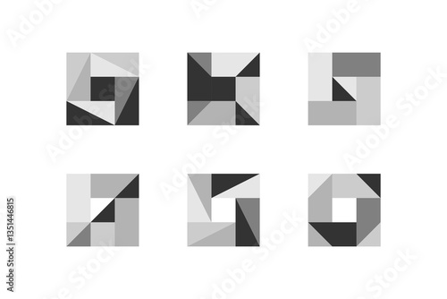 Brutal contemporary geometrical figure. Modern minimal dichromatic print technology design aesthetic.