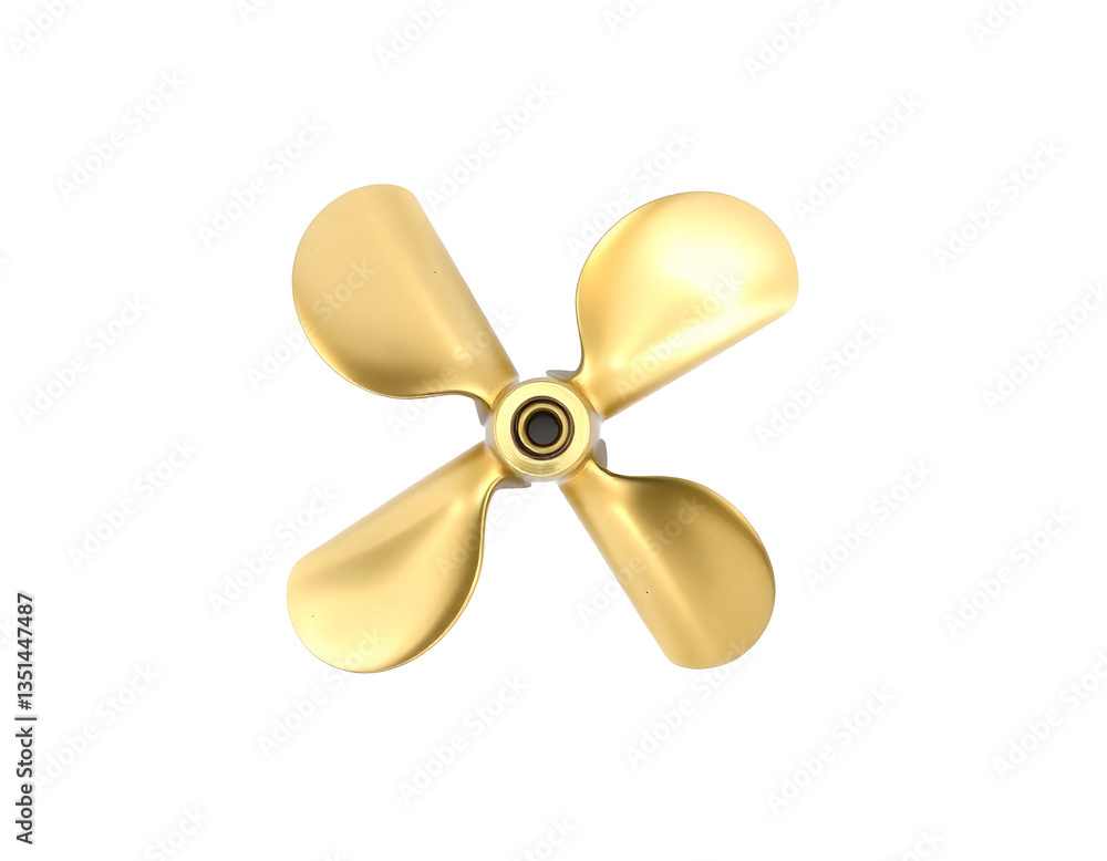 Golden boat propeller with four blades Golden boat propeller with four blades