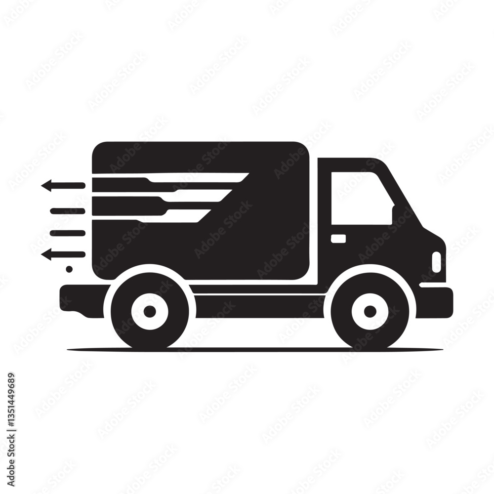 Simple delivery truck icon on a white background Simple delivery truck icon on a white background