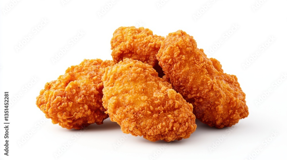 Crispy Golden Fried Chicken Wings Piled on a White Background Crispy Golden Fried Chicken Wings Piled on a White Background