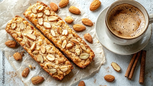 Wallpaper Mural Two almond biscotti with coffee and cinnamon Torontodigital.ca