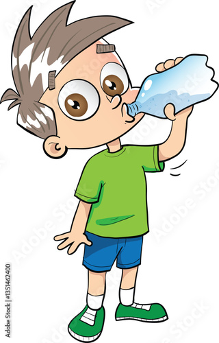 little kid drinking a bottle of water