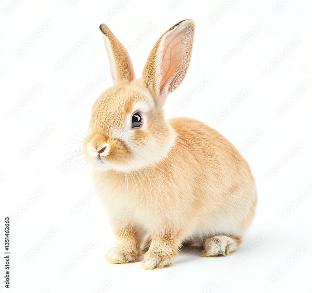 Adorable Orange Rabbit Sitting on White Background Studio Portrait Adorable Orange Rabbit Sitting on White Background Studio Portrait
