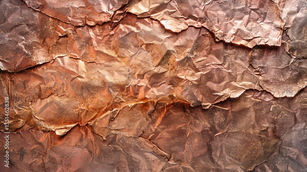 Fototapeta premium A close up of crumpled copper foil.