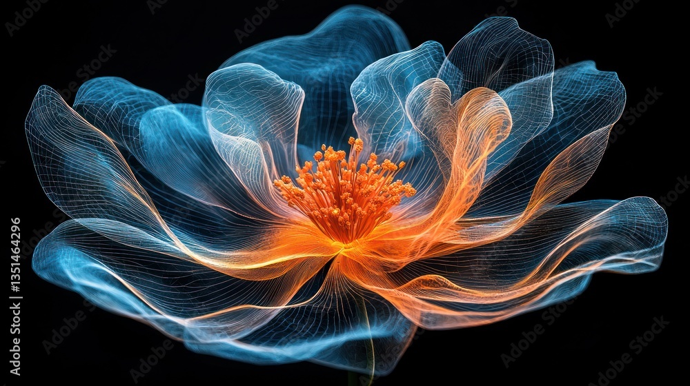 Ethereal flower illustration with vibrant colors and light Ethereal flower illustration with vibrant colors and light