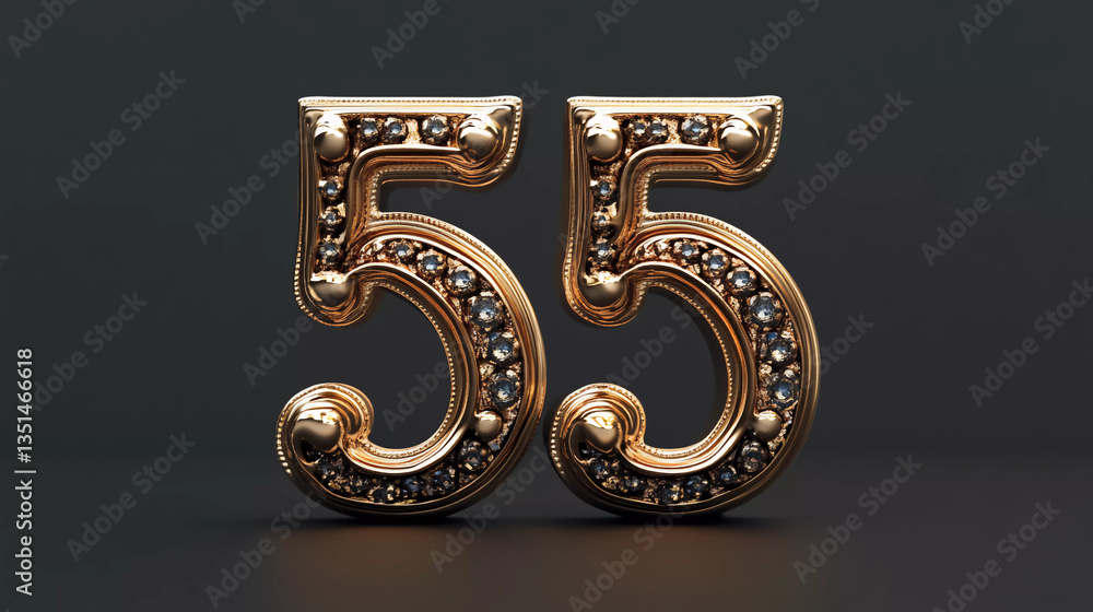A 3d image of the number fifty five A 3d image of the number fifty five