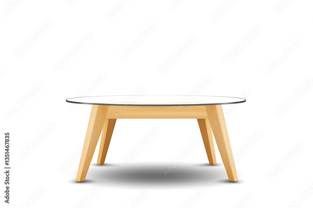 Modern round coffee table with glass top against a white background for home decor Modern round coffee table with glass top against a white background for home decor