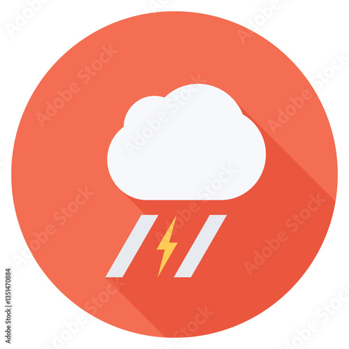 Storm icon with dark clouds and lightning, symbolizing severe weather conditions.